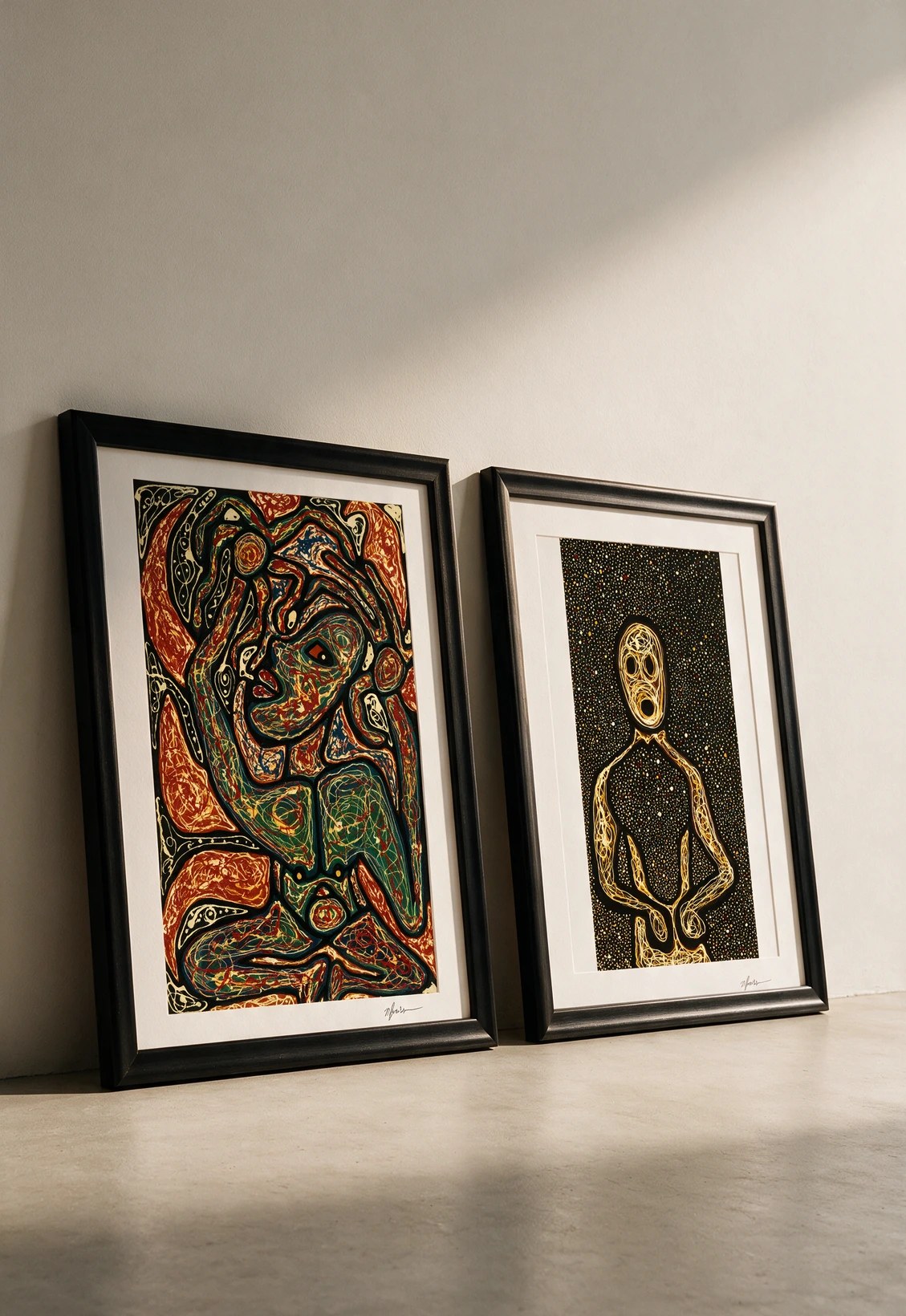 Tribal Goddess and Universal Soul of Stars — the two Chapter II Collector Editions by Nick Fraser, presented as framed archival giclée prints