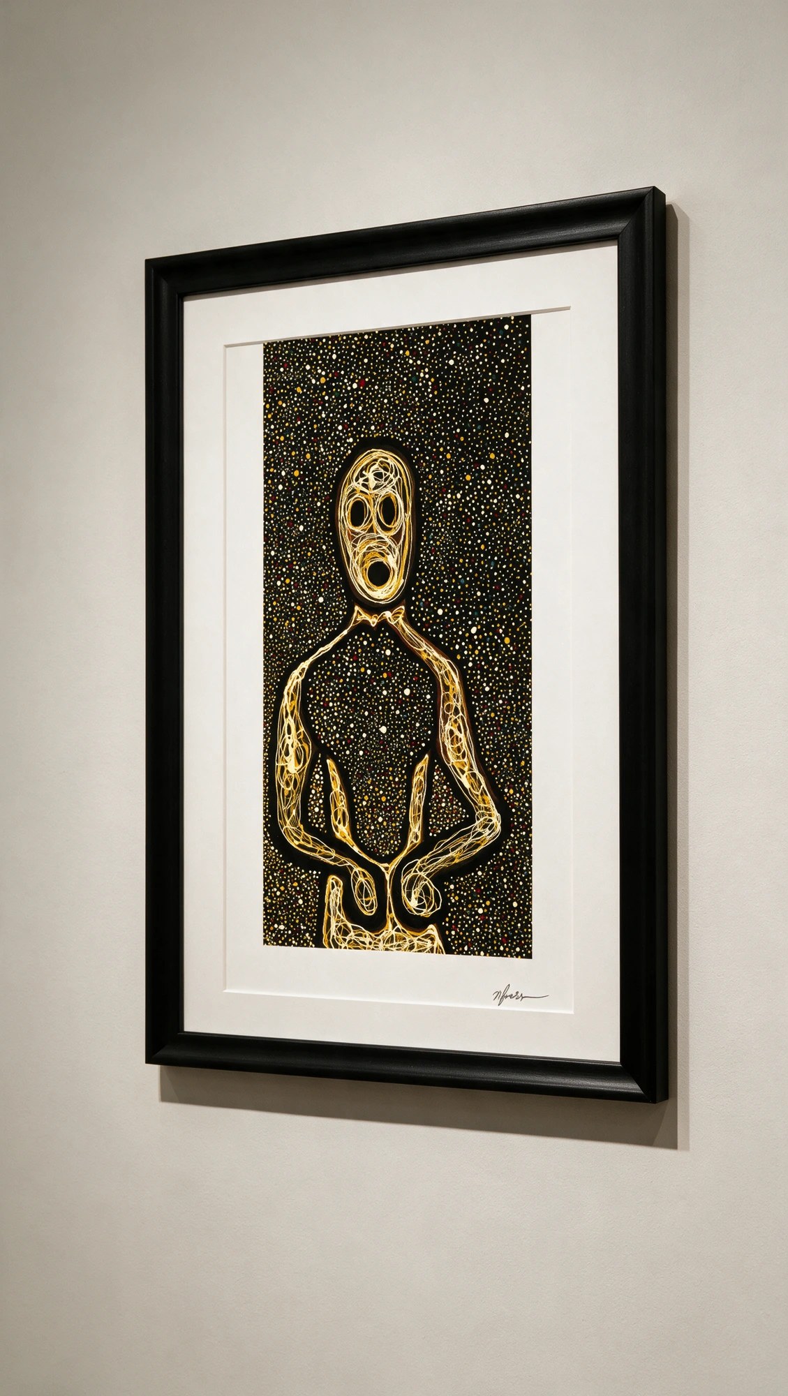 Universal Soul of Stars — signed archival giclée edition photographed at gallery angle, showing the frame, mount and signature